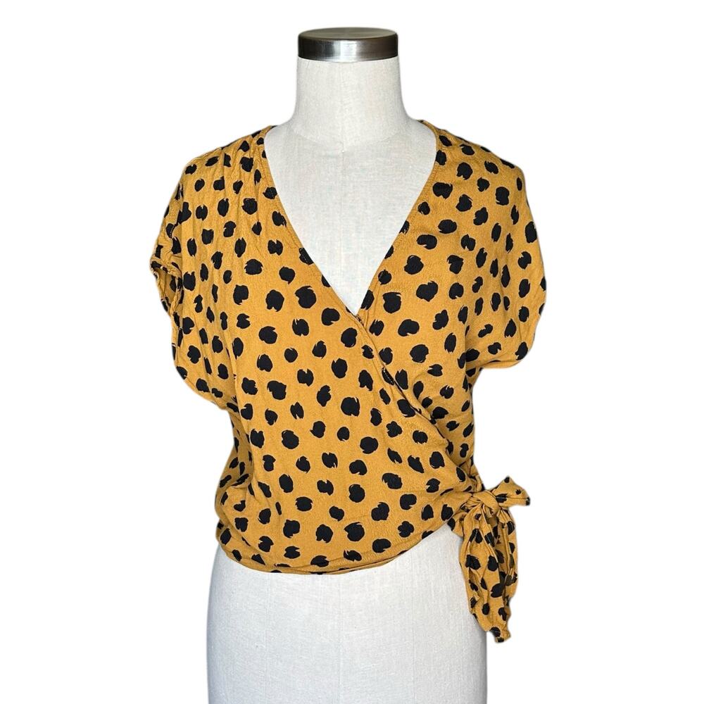 MADEWELL Sash Tie‎ Wrap Top Painted Spots Women's Size Medium Animal Print